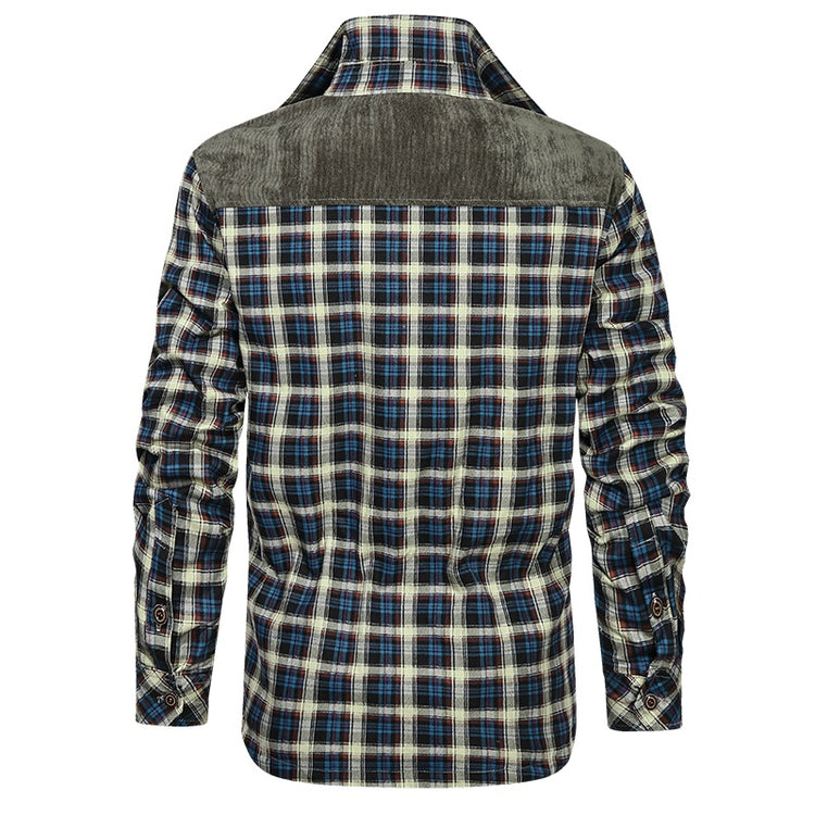 a back view of a flannel shirt
