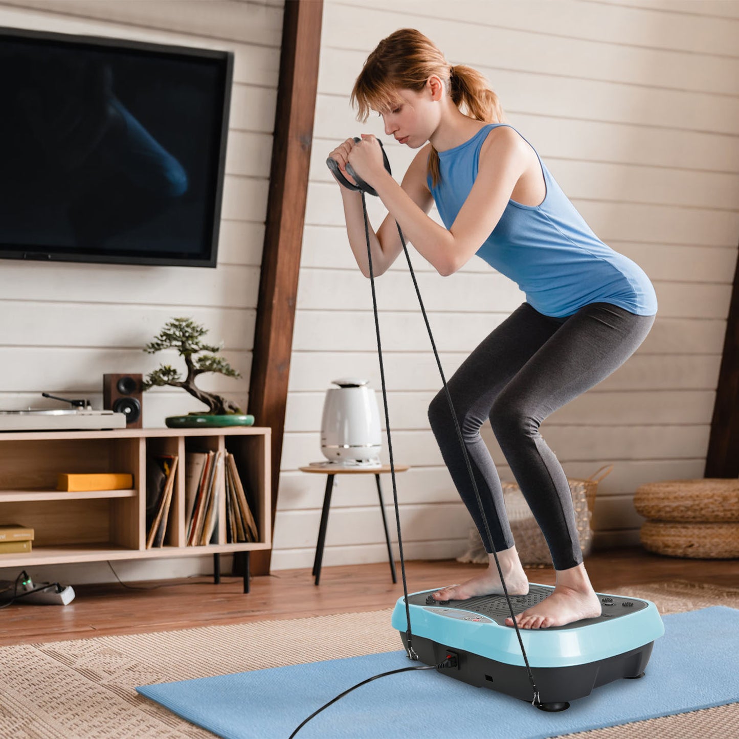 1Pc Vibration Exercise Machine With Resistant Bands Remote Control Whole Body Vibration Platform Workout Equipment Home Fitness Training Equipment For Weight Loss Fat Burner