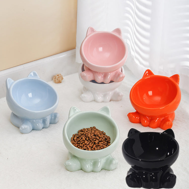 a group of bowls with cat ears