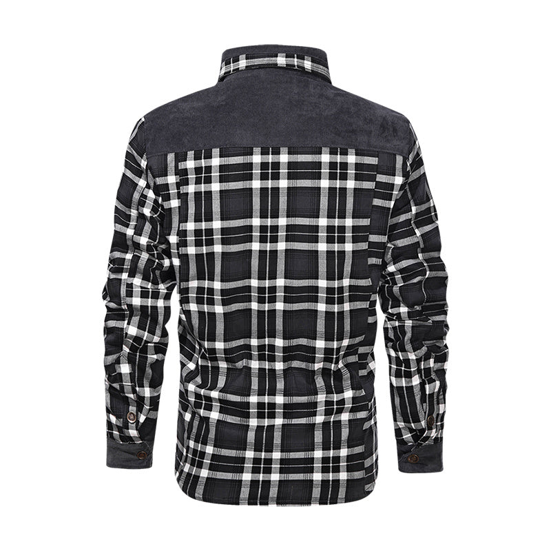 a black and white plaid shirt