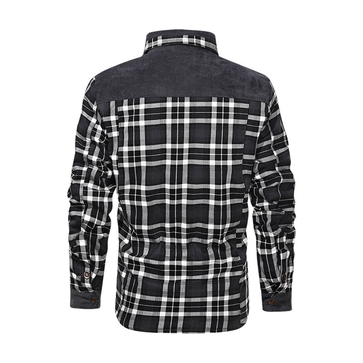 a black and white plaid shirt
