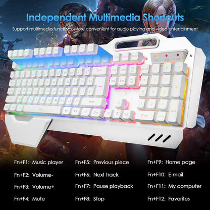 3in1 2.4G Wireless Rainbow Gaming Keyboard Mouse Set LED Backlit For PC PS4