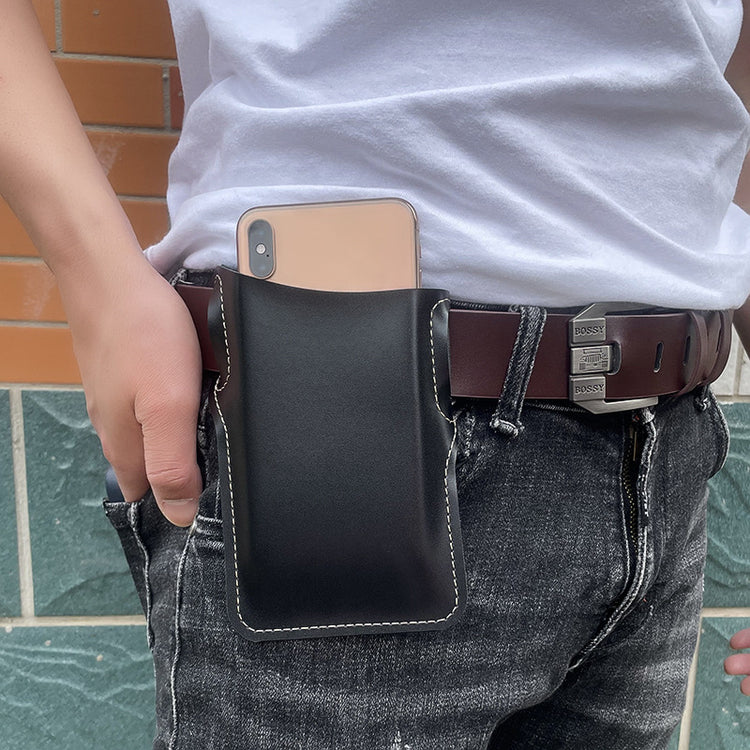 a person wearing a phone in a holster