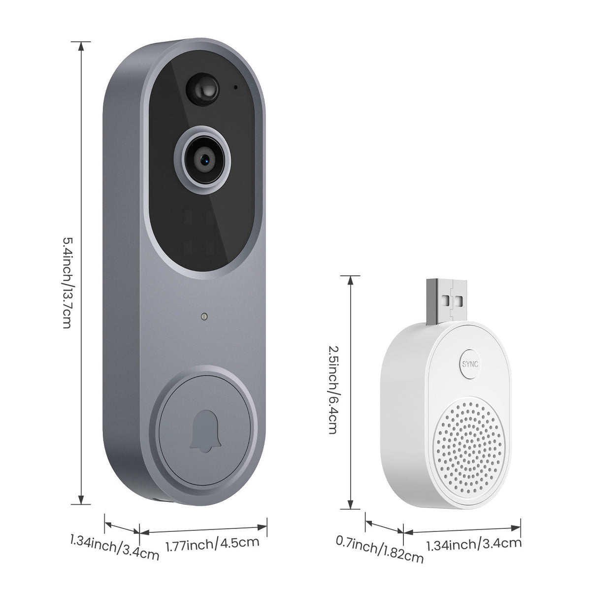 a pair of cameras with dimensions