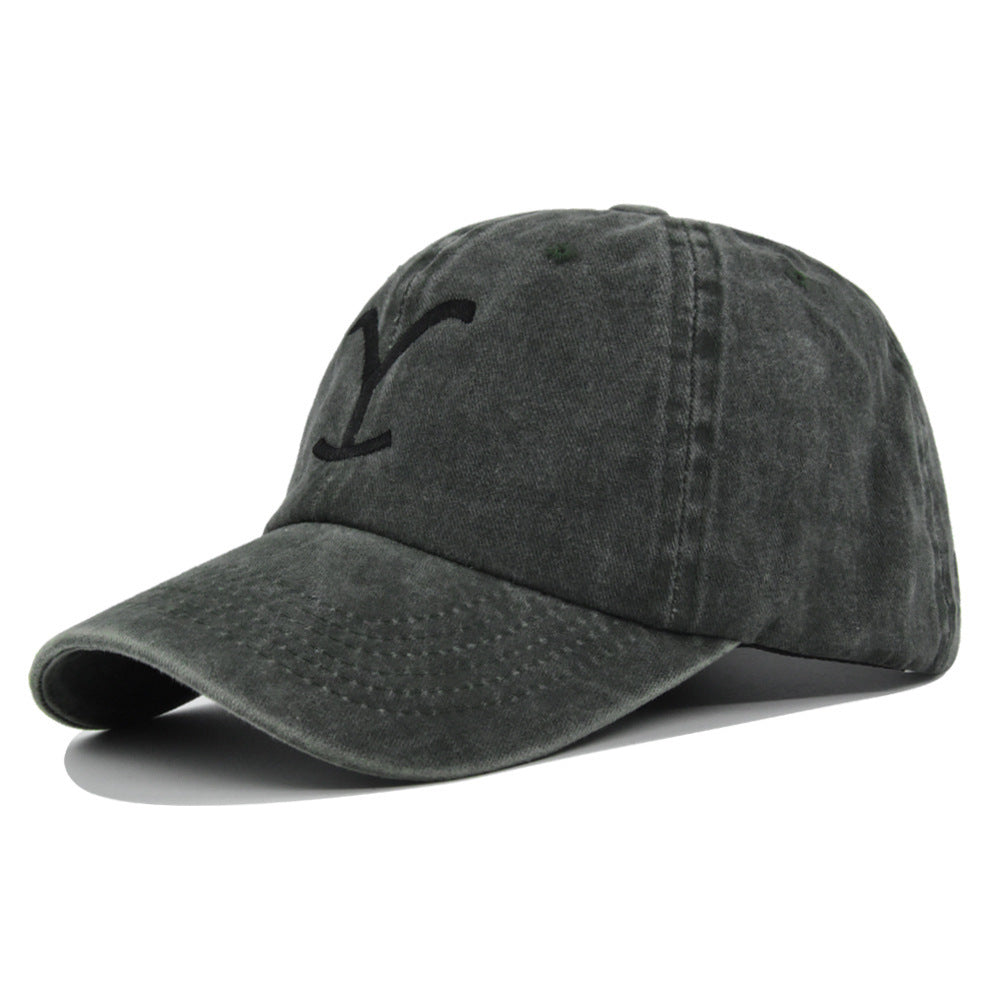 a black hat with a logo on it