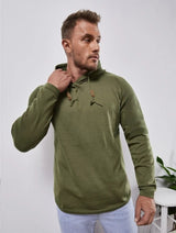 Men's Slim Fit Pullover Hoodie, Solid Color Long Sleeve