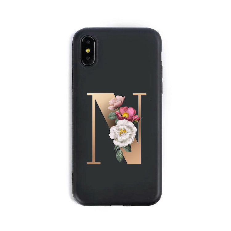 a phone case with a letter on it