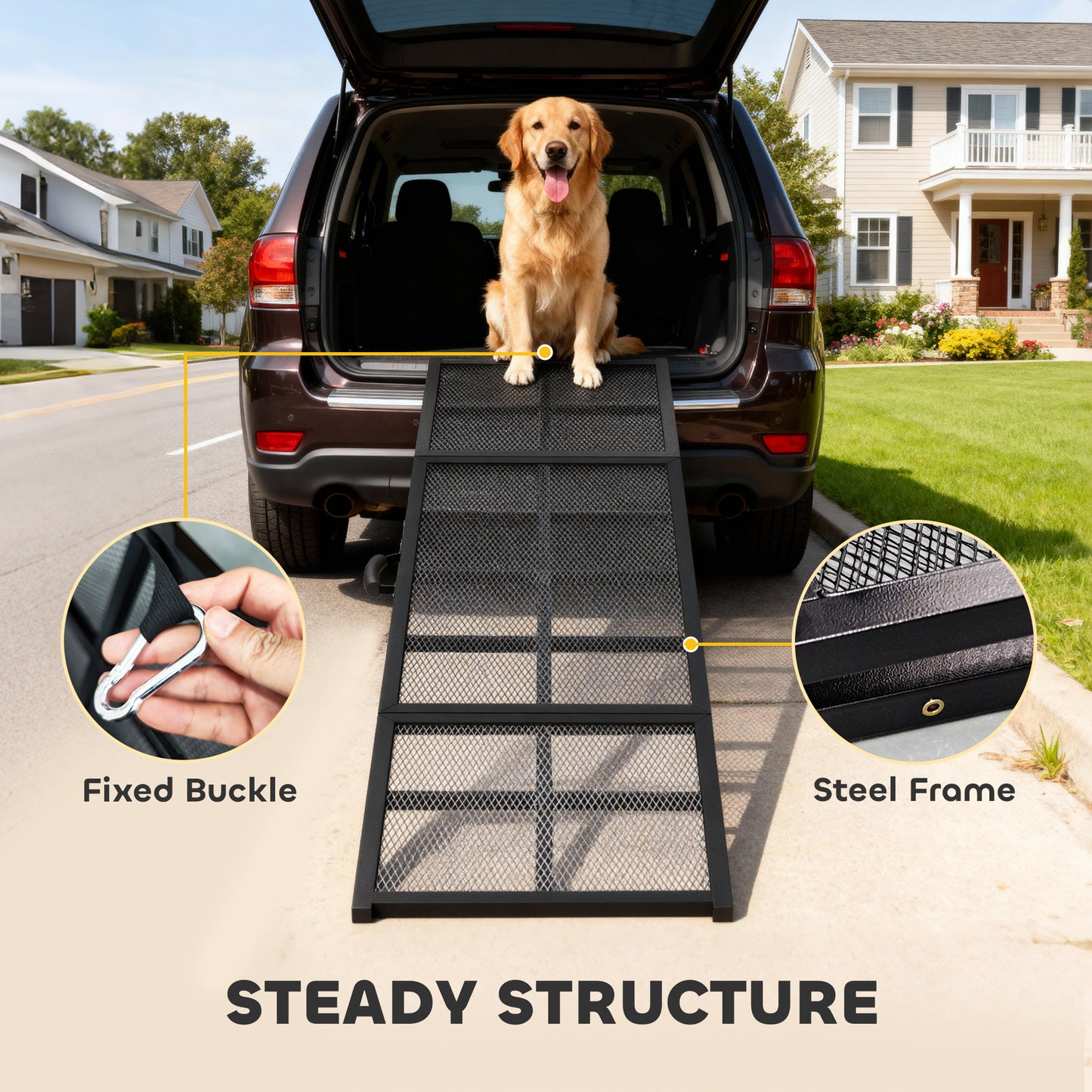 Dog Car Ramp, 75" x 20" Extra Long and Wide, Non-Slip Surface, Folding Portable Pet Ramp for Large, Small & Senior Dogs
