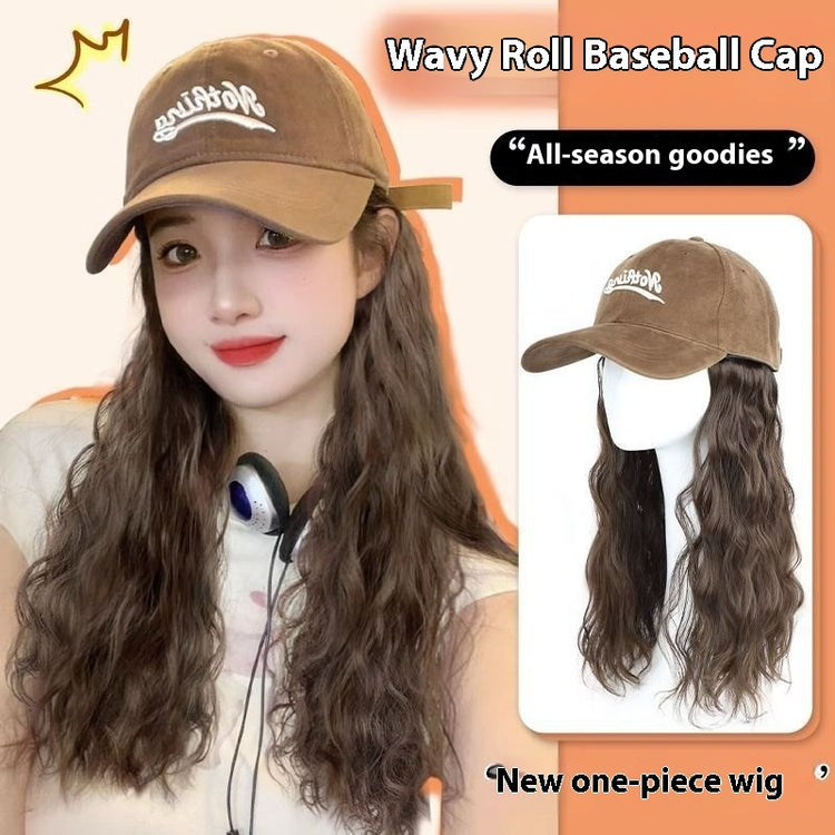 a woman with long hair and a baseball cap