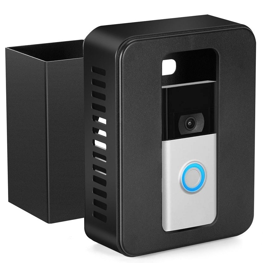 a black box with a blue button
