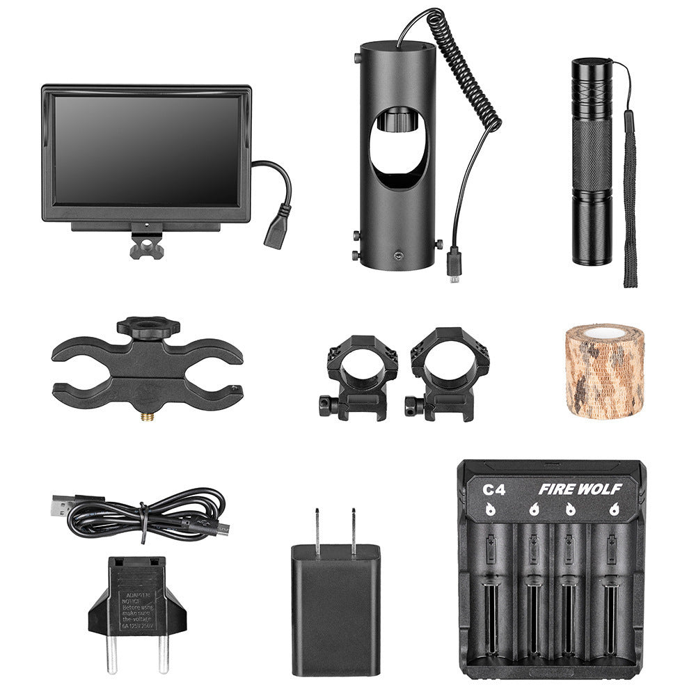 a black device with a black tube and a black flashlight