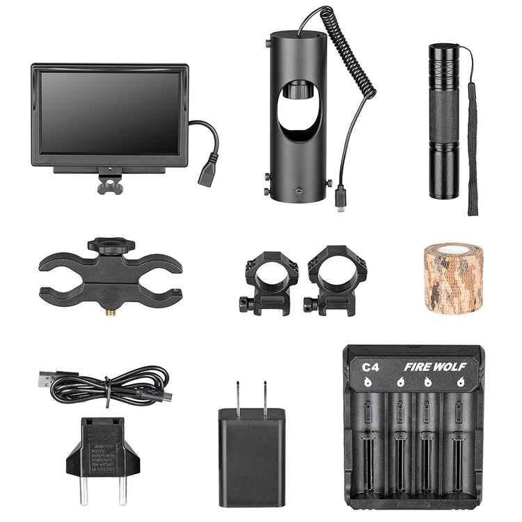a black device with a black tube and a black flashlight