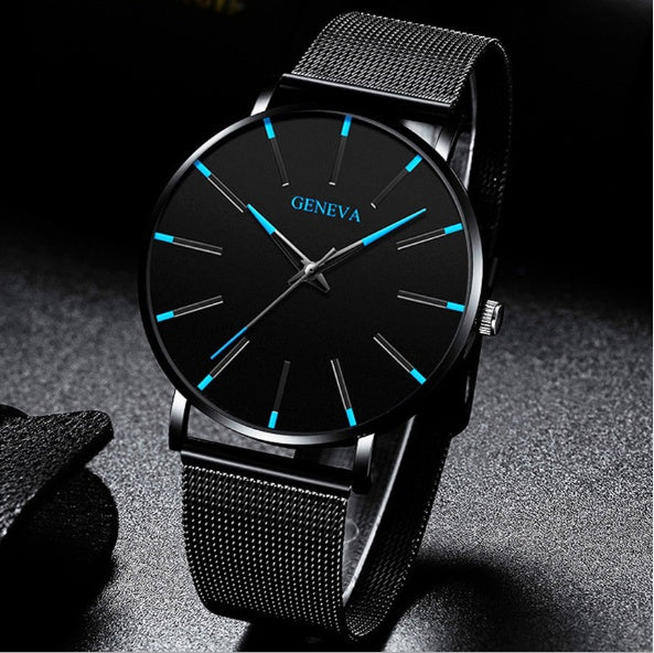 a black watch with blue face