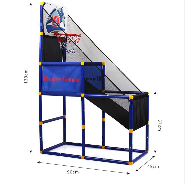 a blue and yellow basketball hoop