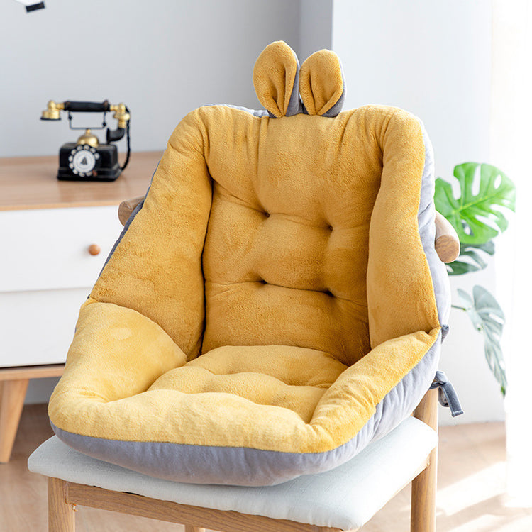 a yellow and grey chair with a bunny face