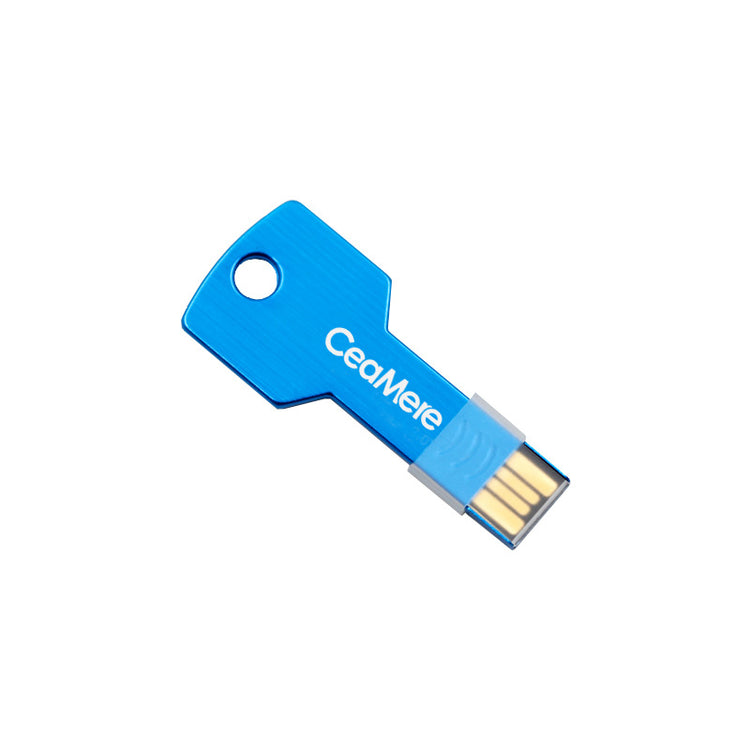 a blue usb stick with a hole in it