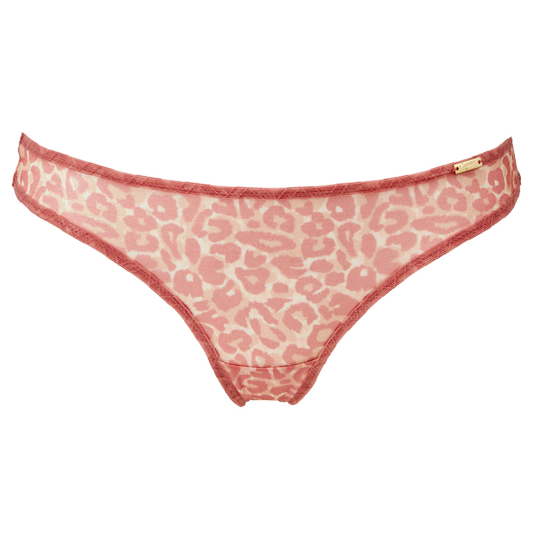 Gossard Glossies Pink Leopard Print Sheer Thong Panty