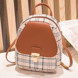 Women's Check-Pattern Mini Backpack and Crossbody Bag
