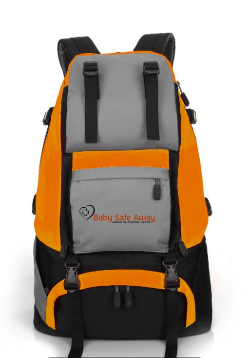 a backpack with a logo on it