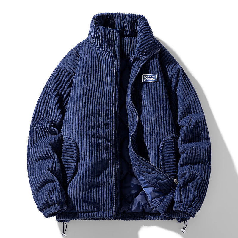 a blue jacket with a white background