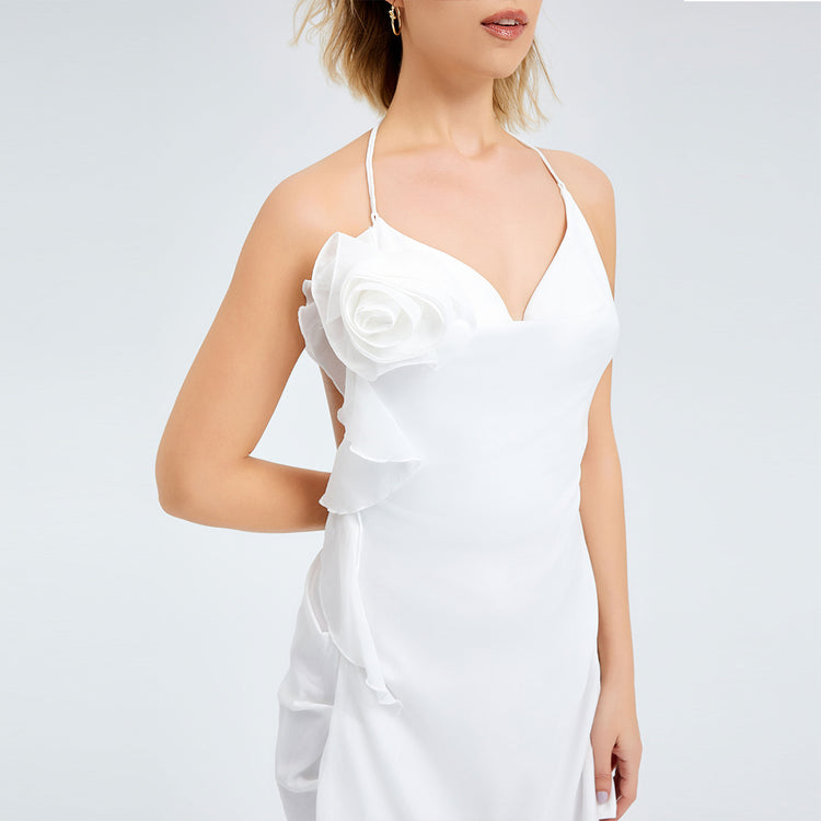 a woman in a white dress