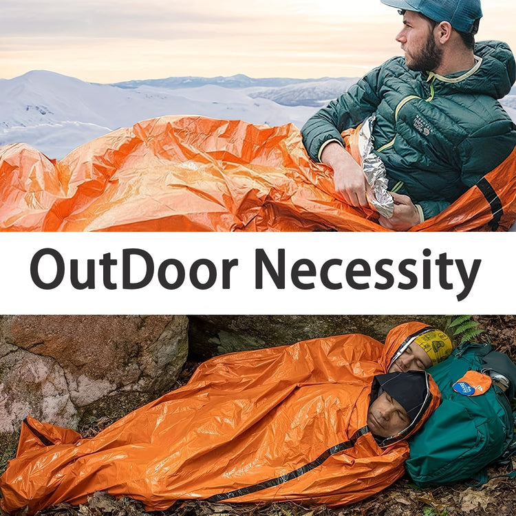 a man lying in a sleeping bag