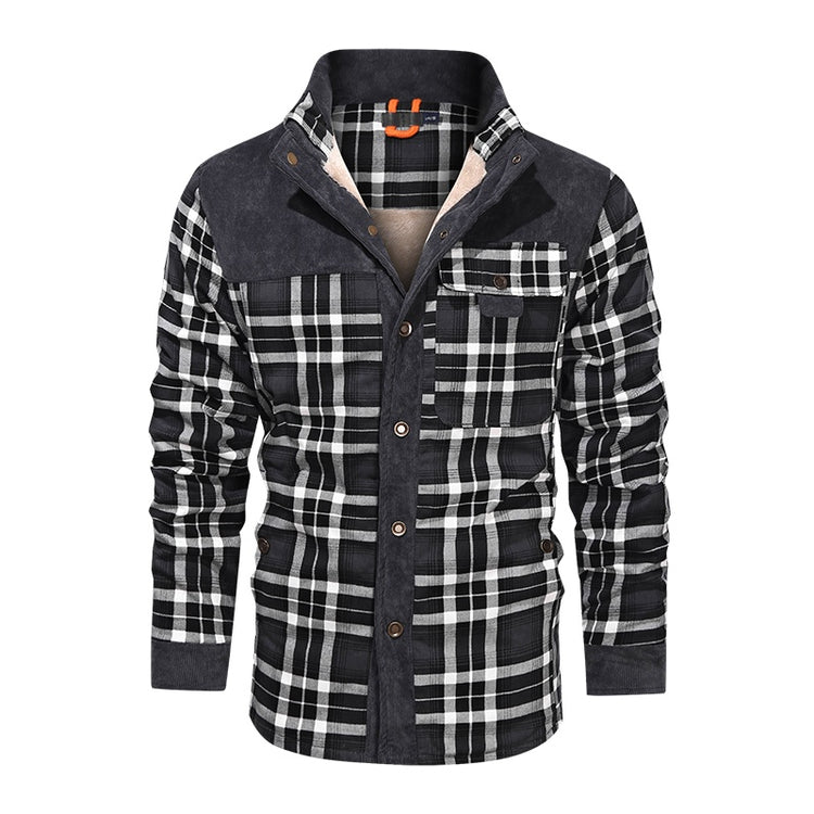 a black and white plaid shirt