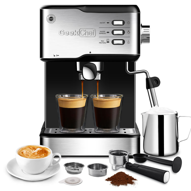 a coffee machine with cups of coffee