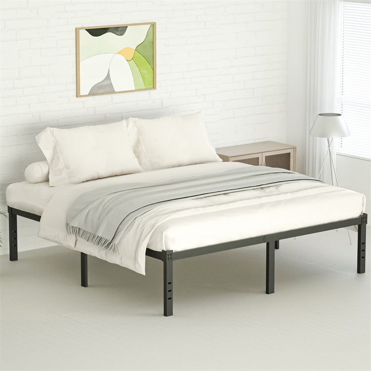 a bed with a bed frame