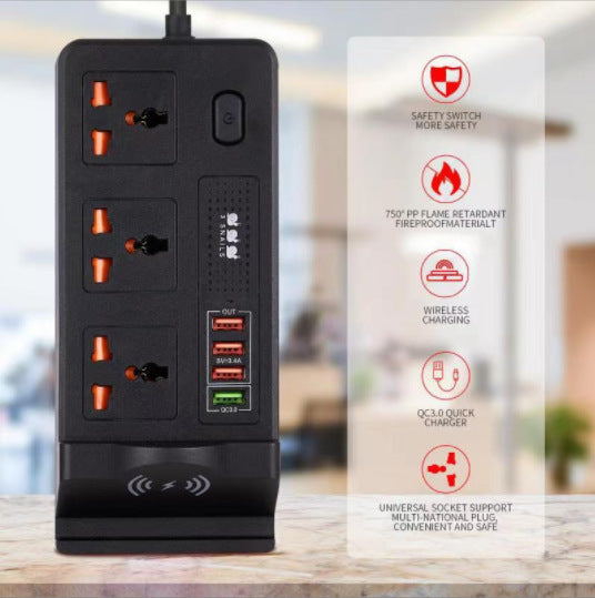 Home Universal Hole Row Plug Support Wireless Charging
