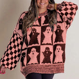 Women's Ghost and Checkerboard Print Sweater