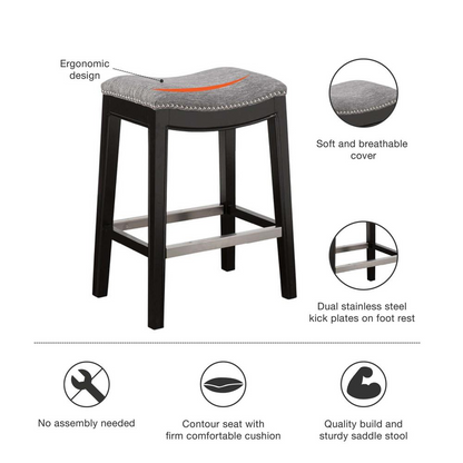 Belfast Saddle Counter Stool, Grey