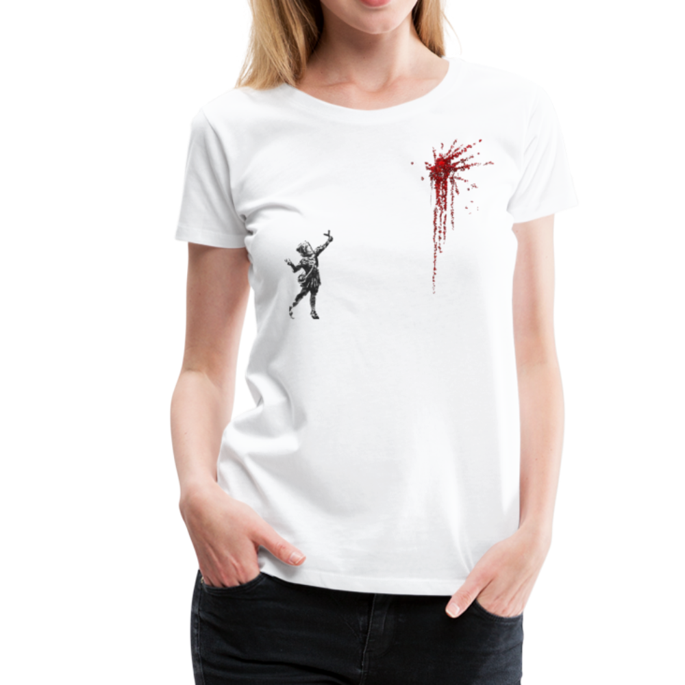 a woman in a white shirt