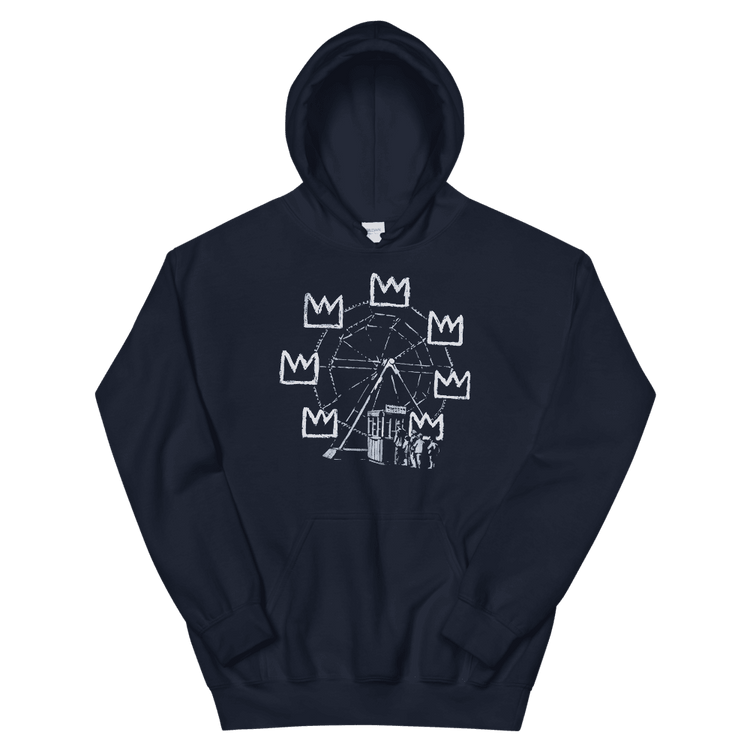 a blue hoodie with a picture of a ferris wheel
