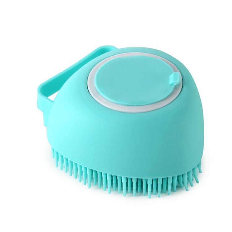 a blue brush with a handle