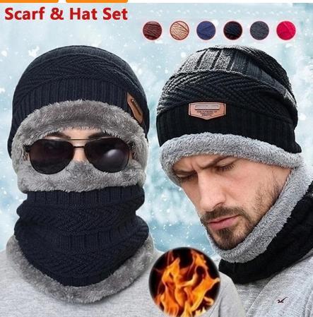 a man wearing a scarf and hat