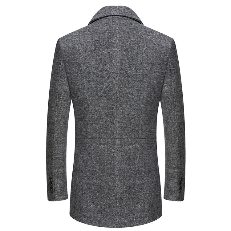 a back view of a grey coat
