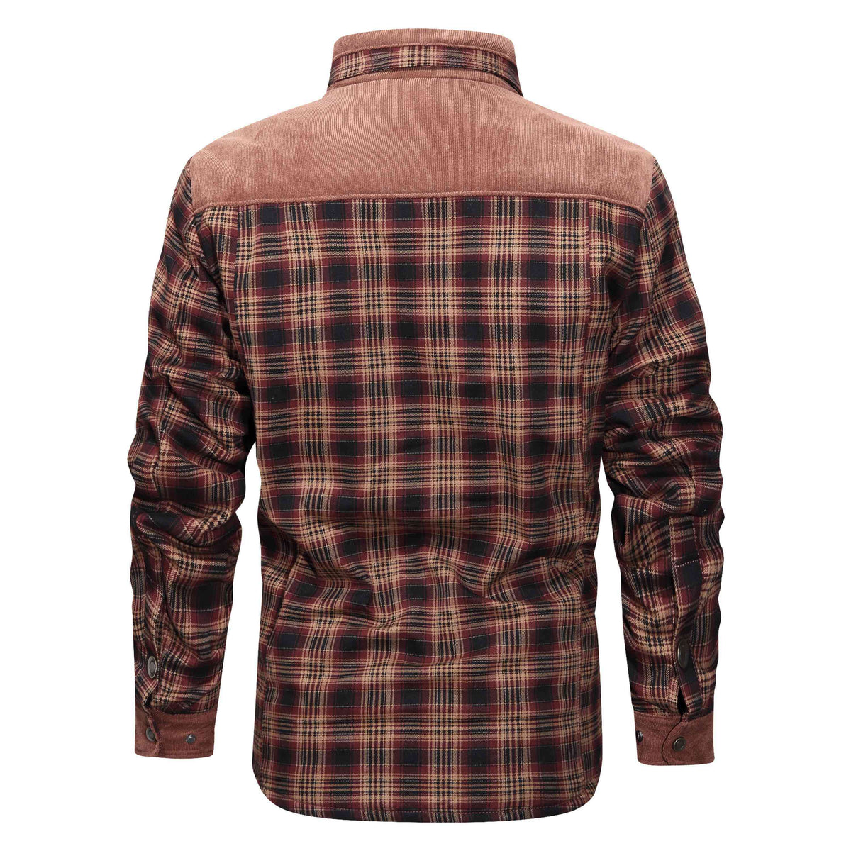 a back view of a flannel shirt