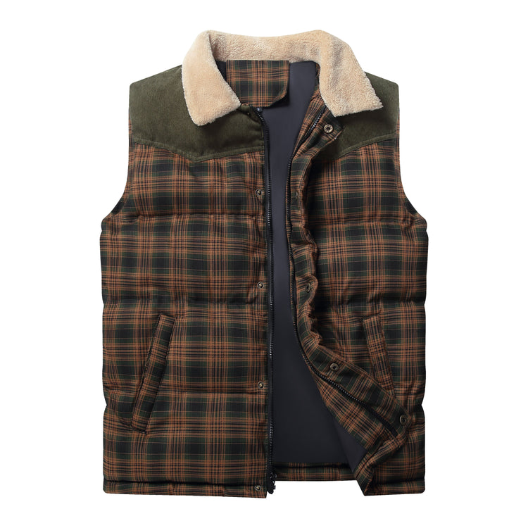 a vest with a fur collar