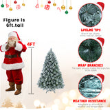 4-Foot Snow-Flocked Artificial Christmas Tree with Pine Cones and Red Berries