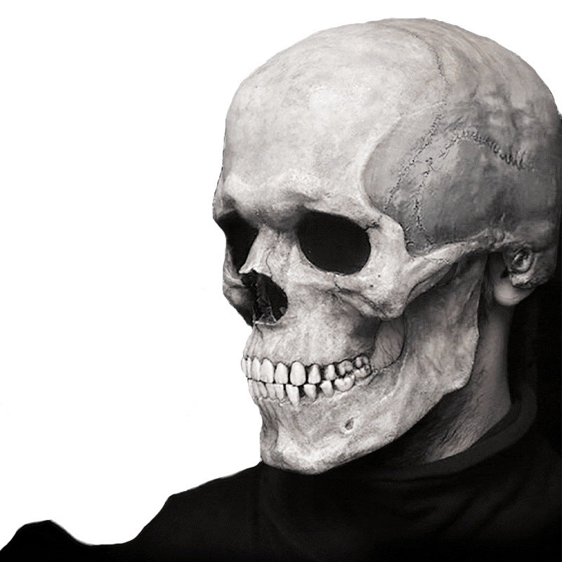 a person wearing a skull mask