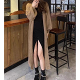 Soft Long Cardigan Coat, Trendy Leisure Warm Sweater, Basic Cozy Soft Daily Outfit, Office Wear Sweater, Cozy Knitted Retro Outfit