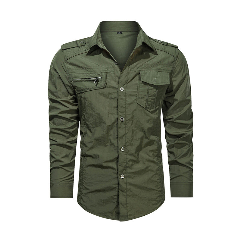a green shirt with a pocket