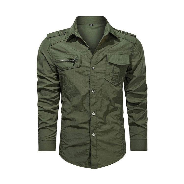 a green shirt with a pocket