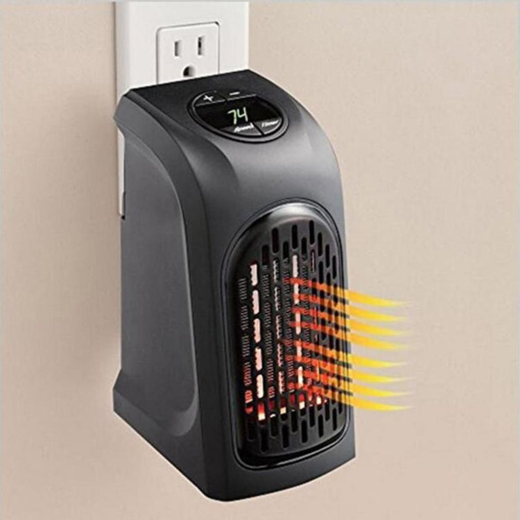 a black electric heater with red and yellow lights