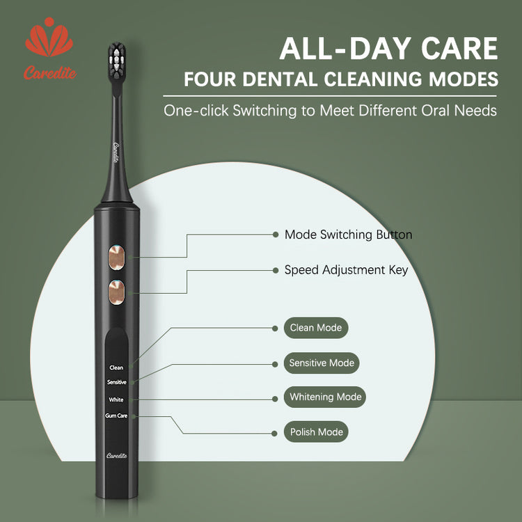 a black electric toothbrush with text and instructions