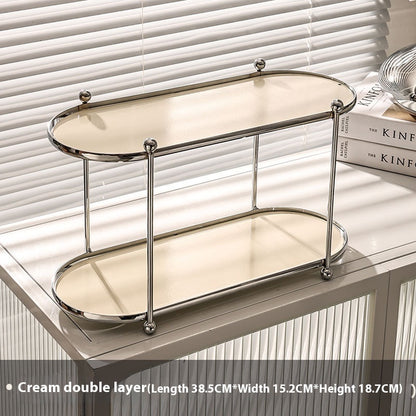 Ins Cream Style Desktop Storage Rack Multi-layer Light Luxury Home Bathroom Storage Rack Punch-free Storage
