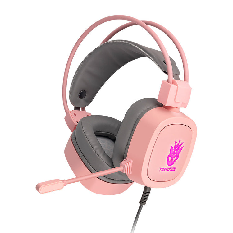 a pink headphones with a microphone
