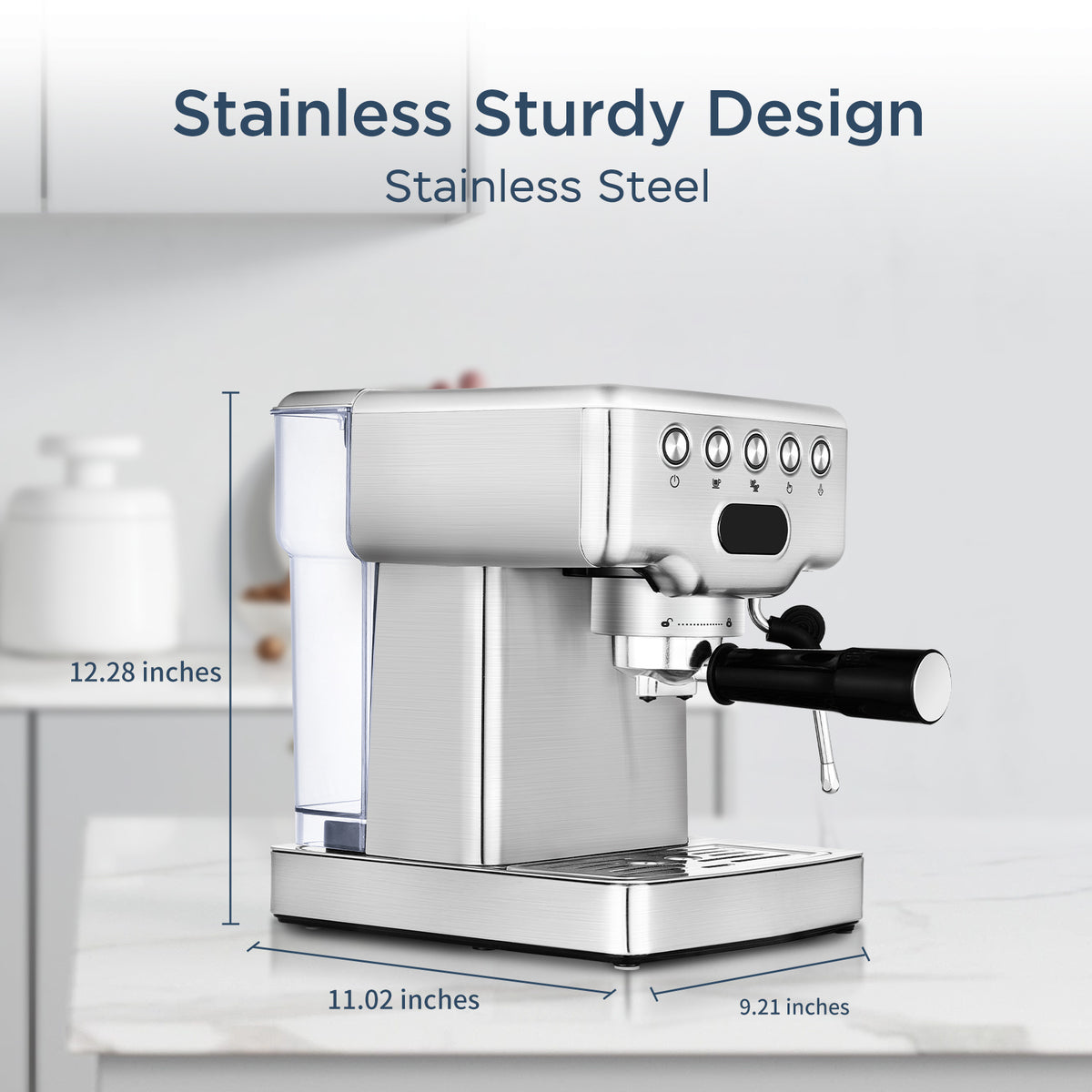 a stainless steel espresso machine