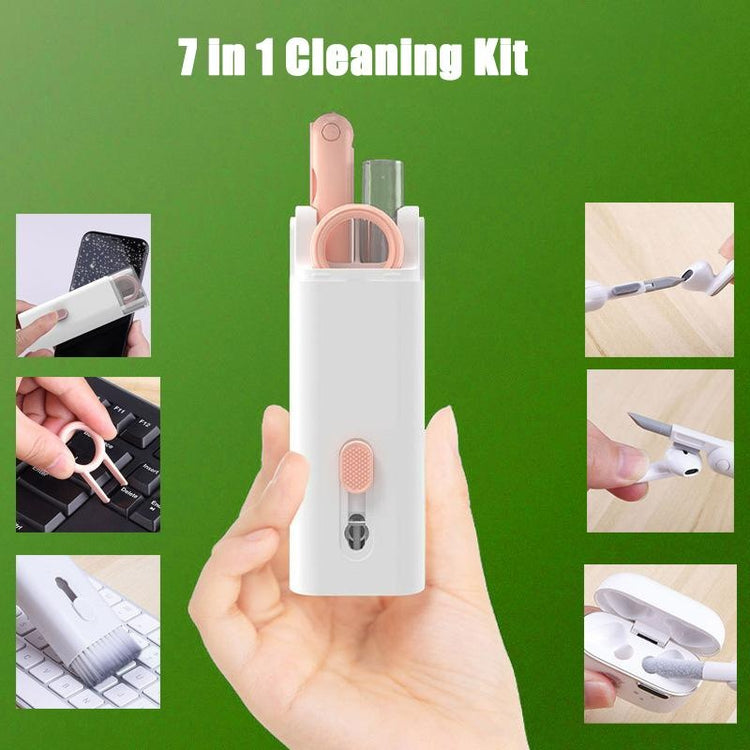 a hand holding a cleaning kit